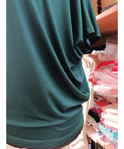 Bluzka Sonia w luźnym stylu oversize krótki rękaw - butelkowa zieleń